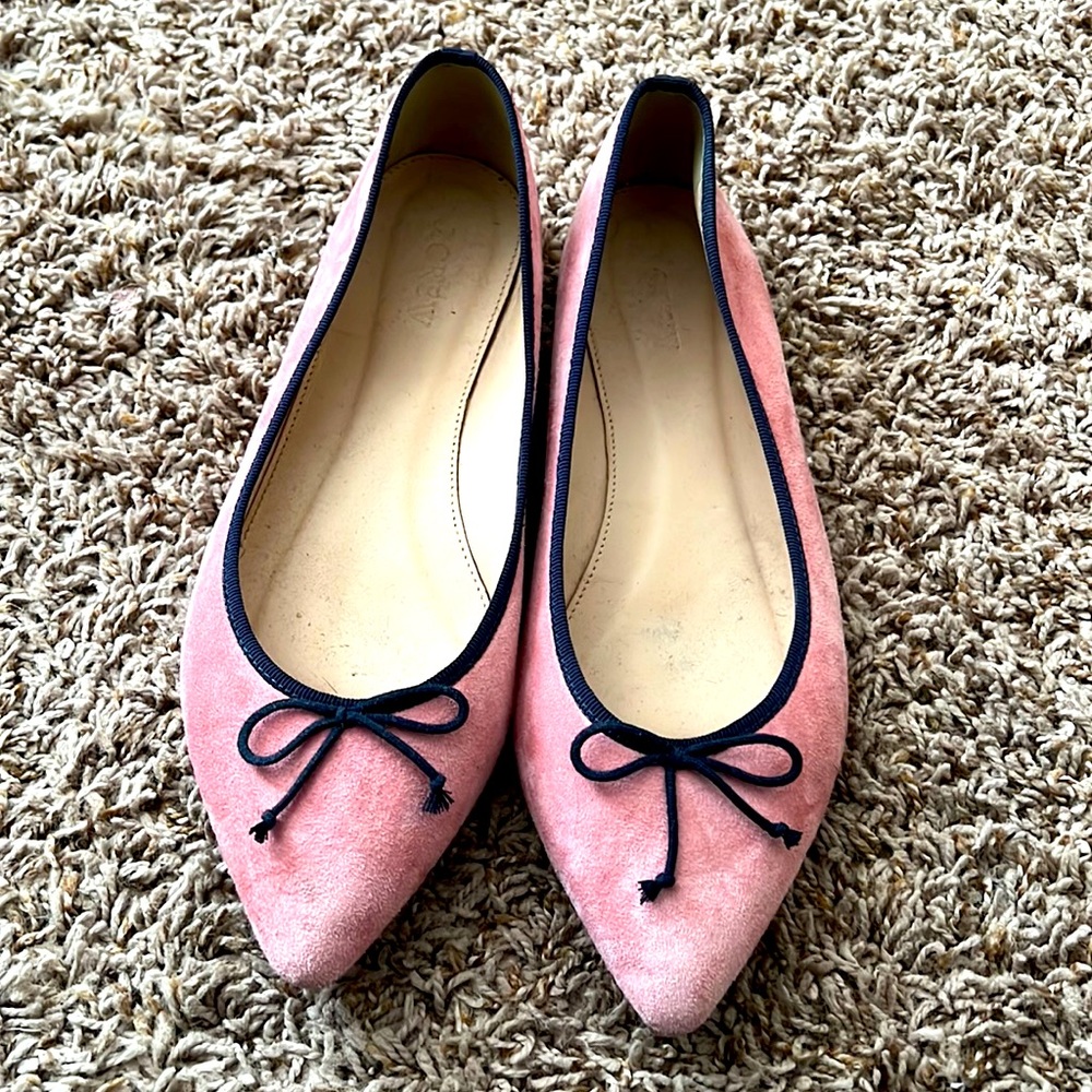 Pink suede flats